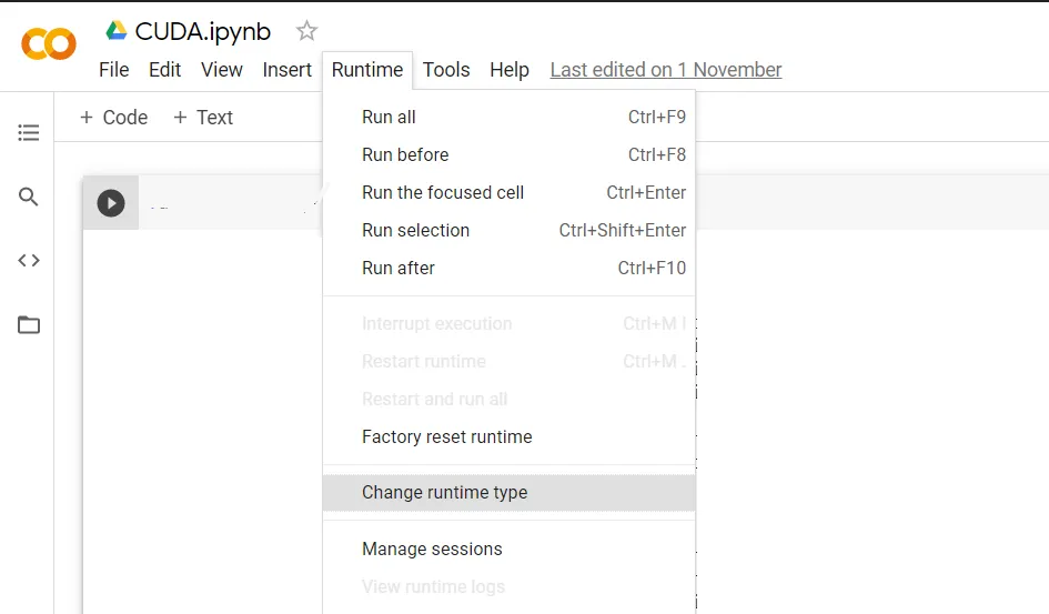 Runtime menu